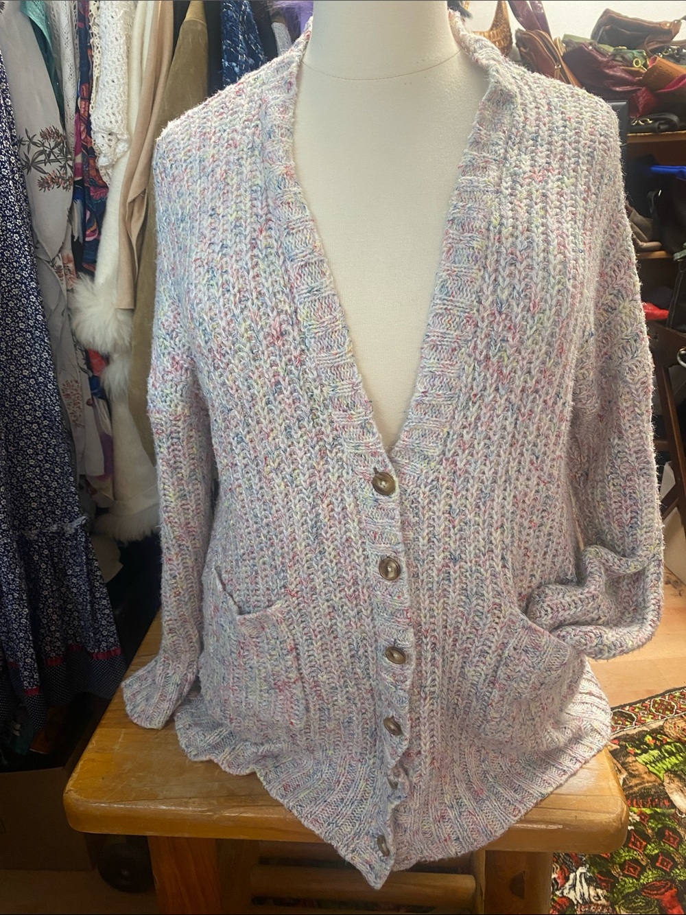 torrid Pastel Speckled V-Neck Button cardigan with pockets